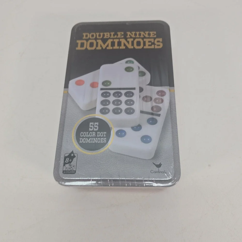 Vintage Cardinal Premier Edition Double Nine Jumbo Color Dot Dominoes Complete